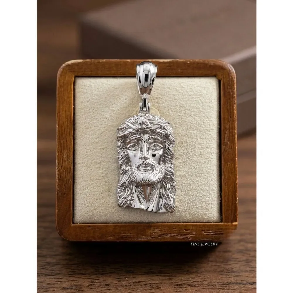 925 Sterling Silver Jesus Piece Pendant Necklace w Snake Chain Mens Fine Jewelry